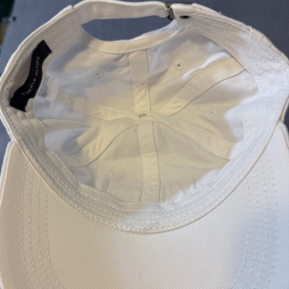 Tommy Hilfiger White Cotton Flag Logo Patch Adjustable Baseball Cap Hat Mens - Picture 7 of 7